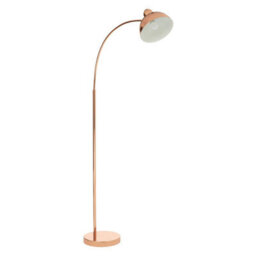 Orsina Copper Floor Lamp With Curved Stem, Arched Floor Lamp With Marble Base, Statement Copper Standing Lamp - thumbnail 2