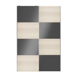 GoodHome Atomia Contemporary Panelled Without Mirror Doors Anthracite Oak Effect High Gloss 2 Door Sliding Wardrobe Door Kit (H)2250mm (W)1500mm - thumbnail 4