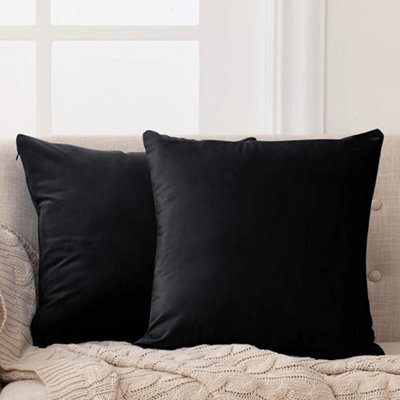 Deconovo Set Of 2 Crushed Velvet Cushion Covers 45Cm X 45Cm 18X18 Inches Throw Pillow Cases For Boys With Invisible Zipper Black - image 1