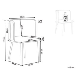 Beliani Set Of 2 Dining Chairs Kobuk Metal Black - thumbnail 3