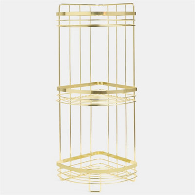 3 Tier Shower Caddy Bathroom Organiser Plastic Freestanding Corner Shelf 3 Tier Gold - image 1