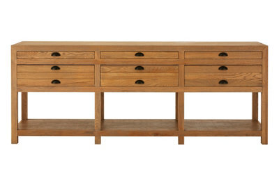 Orsina Spacious Storage Grey Wood Sideboard, Open Shelf Sideboard For Livingroom, Six Drawers Wooden Sideboard - image 1