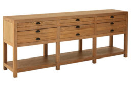 Orsina Spacious Storage Grey Wood Sideboard, Open Shelf Sideboard For Livingroom, Six Drawers Wooden Sideboard - thumbnail 2