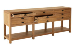 Orsina Spacious Storage Grey Wood Sideboard, Open Shelf Sideboard For Livingroom, Six Drawers Wooden Sideboard - thumbnail 3