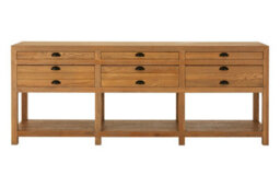 Orsina Spacious Storage Grey Wood Sideboard, Open Shelf Sideboard For Livingroom, Six Drawers Wooden Sideboard - thumbnail 1