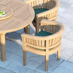 Eterna Nimes Teak Garden Outdoor Dining Table & 6 Seat Chair Set - With Green Cushions - thumbnail 4