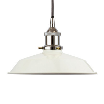 Clay White Small Trinity Metal Painted Dome Pendant Light With Nickle Lamp Holder And Black Round Cable - Se Home - image 1