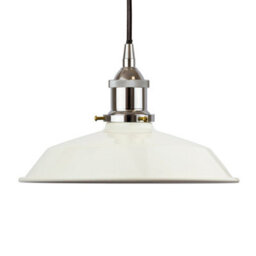 Clay White Small Trinity Metal Painted Dome Pendant Light With Nickle Lamp Holder And Black Round Cable - Se Home - thumbnail 1