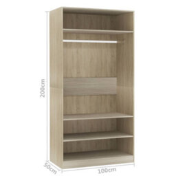 Vidaxl Wardrobe Sonoma Oak 100X50X200 Cm Engineered Wood - thumbnail 7