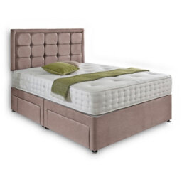 Dining Tables Dallas Matching Headboard Divan Set, 2 Drawer On Same Side With Sprung 1500 Comfort Mattress - Plush Dusty Pink - Double - thumbnail 4