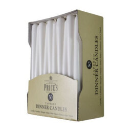 Price's 50 Tapered White Household Dinner Candles Prices Wax Candles 8H Burn Time 24Cm - thumbnail 2