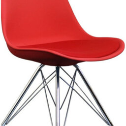 Fusion Living Soho Red Plastic Dining Chair With Chrome Metal Legs - thumbnail 3