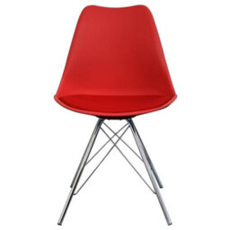 Fusion Living Soho Red Plastic Dining Chair With Chrome Metal Legs - thumbnail 6