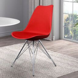 Fusion Living Soho Red Plastic Dining Chair With Chrome Metal Legs - thumbnail 2