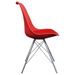 Fusion Living Soho Red Plastic Dining Chair With Chrome Metal Legs - thumbnail 5
