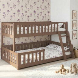 Arte Nicea Milk Chocolate Wooden Bunk Bed 90/120 X 200Cm - Foam Bonnell Mattresses - thumbnail 1