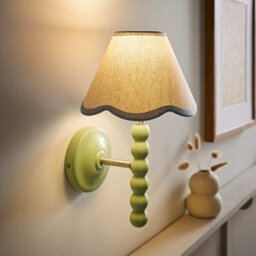 Valuelights Bobbin Green Wall Light With Blue Trim Scallop Shade - thumbnail 1