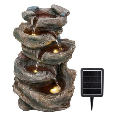 Breeins Solar-Powered Water Fountain Outdoor Gardening Decor With Faux Wooden Texture, 45Cm(H) - image 1
