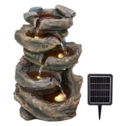 Breeins Solar-Powered Water Fountain Outdoor Gardening Decor With Faux Wooden Texture, 45Cm(H) - thumbnail 1
