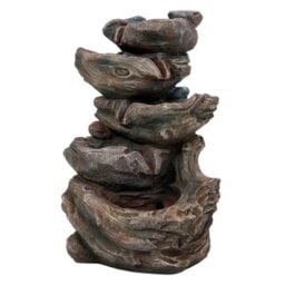 Breeins Solar-Powered Water Fountain Outdoor Gardening Decor With Faux Wooden Texture, 45Cm(H) - thumbnail 2