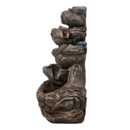 Breeins Solar-Powered Water Fountain Outdoor Gardening Decor With Faux Wooden Texture, 45Cm(H) - thumbnail 3