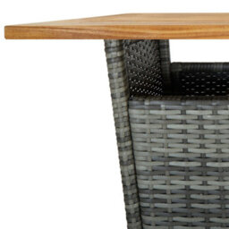 Berkfield Bar Table Grey 60X60X110 Cm Poly Rattan And Solid Acacia Wood - thumbnail 5