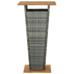 Berkfield Bar Table Grey 60X60X110 Cm Poly Rattan And Solid Acacia Wood - thumbnail 3