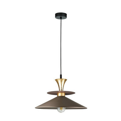 Luminosa Lighting Luminosa Della Dome Pendant Ceiling Light Brown, Gold 1X E27 - image 1