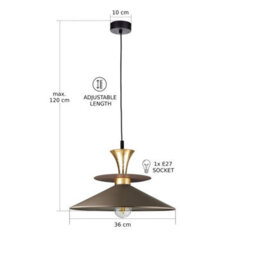 Luminosa Lighting Luminosa Della Dome Pendant Ceiling Light Brown, Gold 1X E27 - thumbnail 5