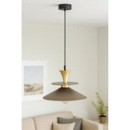 Luminosa Lighting Luminosa Della Dome Pendant Ceiling Light Brown, Gold 1X E27 - thumbnail 3
