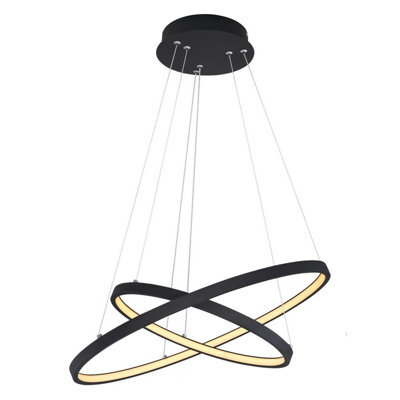 Luminosa Lighting Luminosa Ralph Twin Ring Pendant Ceiling Light Matt Black 2X Led Dimmable 3000K - image 1