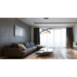 Luminosa Lighting Luminosa Ralph Twin Ring Pendant Ceiling Light Matt Black 2X Led Dimmable 3000K - thumbnail 4