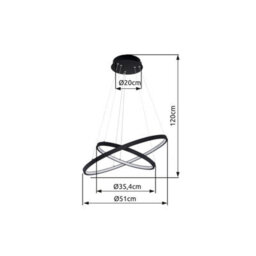 Luminosa Lighting Luminosa Ralph Twin Ring Pendant Ceiling Light Matt Black 2X Led Dimmable 3000K - thumbnail 5