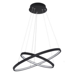 Luminosa Lighting Luminosa Ralph Twin Ring Pendant Ceiling Light Matt Black 2X Led Dimmable 3000K - thumbnail 2