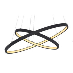 Luminosa Lighting Luminosa Ralph Twin Ring Pendant Ceiling Light Matt Black 2X Led Dimmable 3000K - thumbnail 3