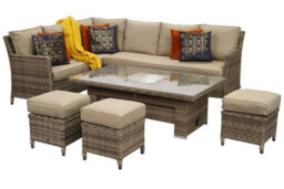Signature Weave Edwina Wicker Corner Sofa Gas Lift Dining Table Ice Bucket Brown - thumbnail 2