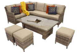 Signature Weave Edwina Wicker Corner Sofa Gas Lift Dining Table Ice Bucket Brown - thumbnail 3