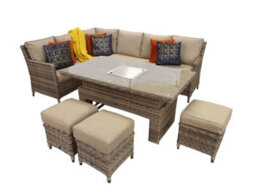 Signature Weave Edwina Wicker Corner Sofa Gas Lift Dining Table Ice Bucket Brown - thumbnail 4