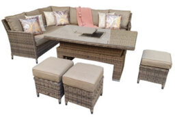 Signature Weave Edwina Wicker Corner Sofa Gas Lift Dining Table Ice Bucket Brown - thumbnail 6