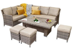 Signature Weave Edwina Wicker Corner Sofa Gas Lift Dining Table Ice Bucket Brown - thumbnail 7