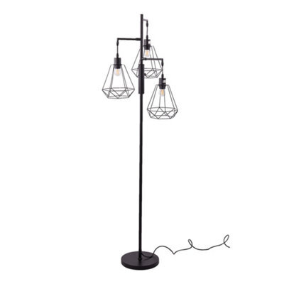 Thehotsale Black Modern Industrial Style 3-Head Floor Lamp With Irregular Shade, Assembly Required - image 1