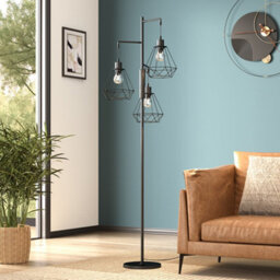 Thehotsale Black Modern Industrial Style 3-Head Floor Lamp With Irregular Shade, Assembly Required - thumbnail 2