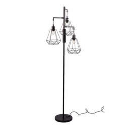 Thehotsale Black Modern Industrial Style 3-Head Floor Lamp With Irregular Shade, Assembly Required - thumbnail 3