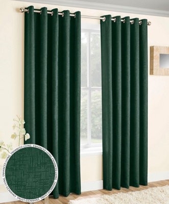 Enhanced Living Vogue Green 46 X 72 Inch (117X183Cm) Eyelet Thermal Noise Reducing Dim Out Curtains (Pair) - image 1