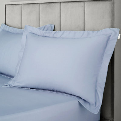 Bianca 400 Thread Count Cotton Sateen Oxford Pillowcase Pair Blue - image 1