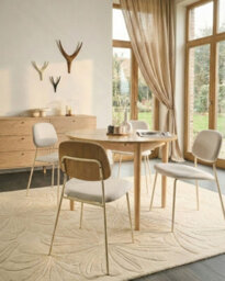 Beliani Set Of 4 Dining Chairs Riley Fabric Off-White - thumbnail 2