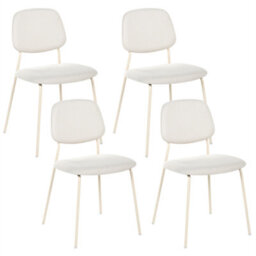 Beliani Set Of 4 Dining Chairs Riley Fabric Off-White - thumbnail 1