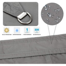 Grey 2X3M Rectangular Shade Sail Waterproof Uv Resistant - thumbnail 6