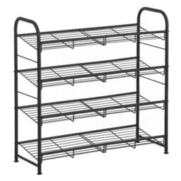 LEDREM Shoe Rack, 3-Tier Shoe Organizer, Metal Shoe Shelf Storage With 4 Side Hooks, Holds 12 Pairs Of Shoes Rack - thumbnail 2