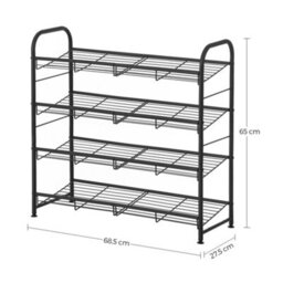 LEDREM Shoe Rack, 3-Tier Shoe Organizer, Metal Shoe Shelf Storage With 4 Side Hooks, Holds 12 Pairs Of Shoes Rack - thumbnail 6
